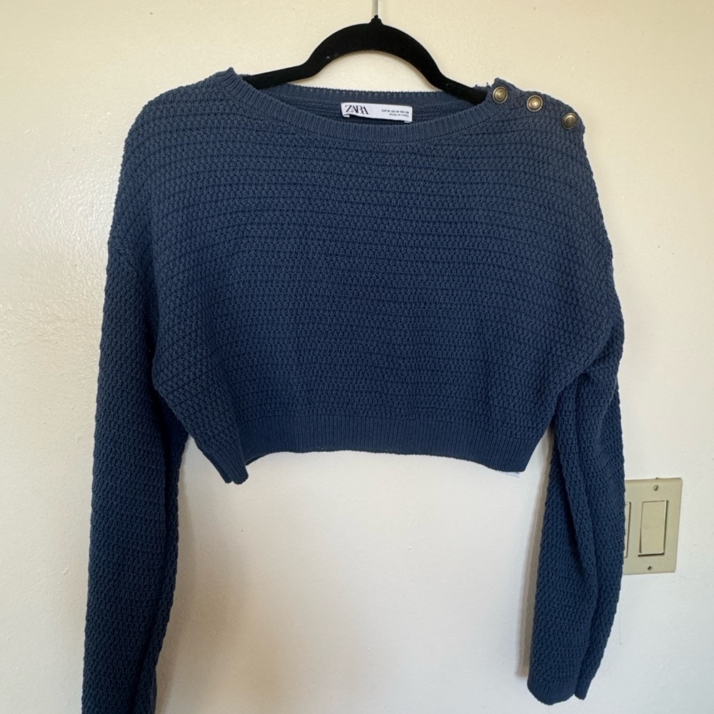 Zara Blue Cropped Sweater